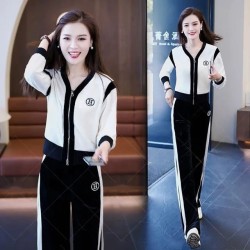 Western Couture Velvet Coord Set – 2 Pc Imported Spring/Autumn Wear Jacket and Wide Leg Pant