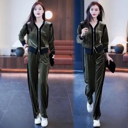 Western Couture Velvet Coord Set – 2 Pc Imported Spring/Autumn Wear Jacket and Wide Leg Pant