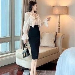 Imported Diamond Embedded Ruffled Flared Sleeves Elegant Casual  Party Wear Midi Dress