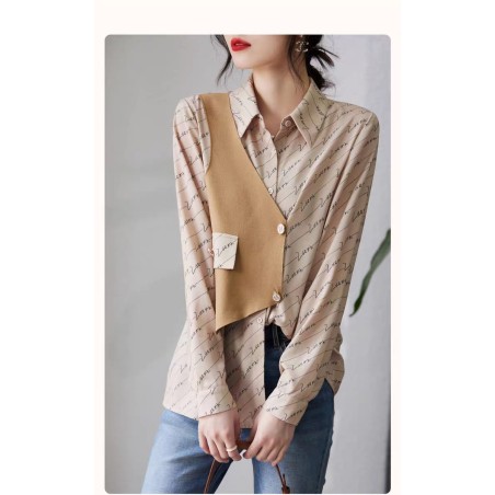 Western Couture Imported Statement Shirt with Contrast Patch Vest – Elegant & Edgy