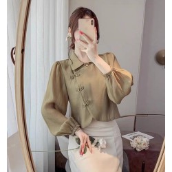 Western Couture Imported Summer Cross-Buttoned Stylish Top – Korean Chic Elegance