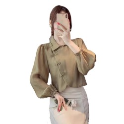 Western Couture Imported Summer Cross-Buttoned Stylish Top – Korean Chic Elegance