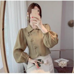 Western Couture Imported Summer Cross-Buttoned Stylish Top – Korean Chic Elegance