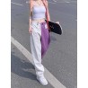 Western Couture Imported Color Blocked Wide Leg Denim Pants