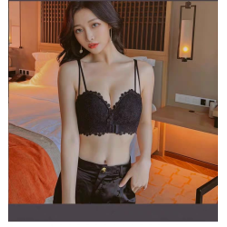 Western Couture Elegant Black Lace Bra with Detachable Straps – Padded