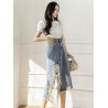 Western Couture Imported Stylish Denim Skirt with Sequined Tassel Detailing – Elegant Look