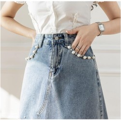 Western Couture Imported Stylish Denim Skirt with Sequined Tassel Detailing – Elegant Look