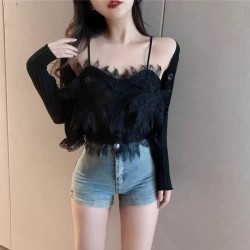 Western Couture™ Feather Lace Knitted Crop Top