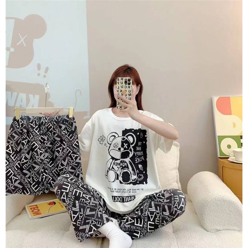 Western Couture™ Imported 3 Pc Cute Cartoon Night Suit Set – Top, Pant & Shorts