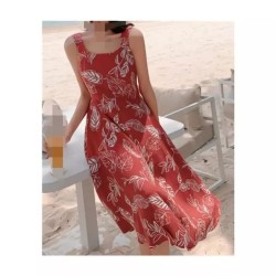 Western Couture Imported Vintage Leaf Print Party/Beach Dress