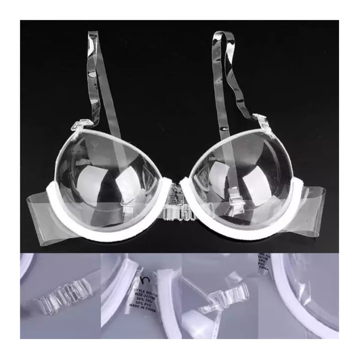 Crystal Clear Transparent Plastic Bra for Women