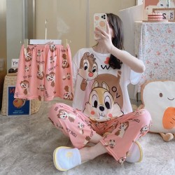Western Couture™ Imported 3 Pc Cute Cartoon Night Suit Set – Top, Pant & Shorts