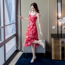 Western Couture Imported Vintage Leaf Print Party/Beach Dress