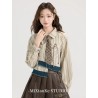 Western Couture™ Imported Asymmetric Denim Patchwork Knotted Crop Shirt