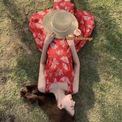 Western Couture Imported Vintage Leaf Print Party/Beach Dress