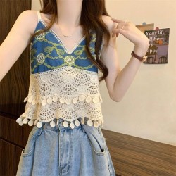Western Couture Imported Crochet Sleeveless Crop Top
