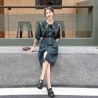 Imported European  Fashion Embroidered Collars Long Denim Dress