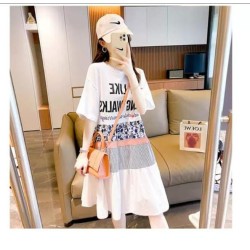 Western Couture™ Imported Patchwork Style Graphic Long T-Shirt Dress