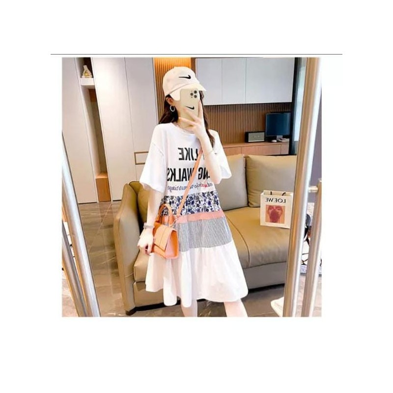 Western Couture™ Imported Patchwork Style Graphic Long T-Shirt Dress