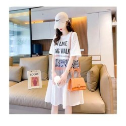 Western Couture™ Imported Patchwork Style Graphic Long T-Shirt Dress