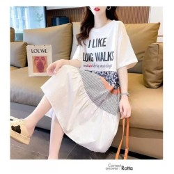 Western Couture™ Imported Patchwork Style Graphic Long T-Shirt Dress