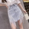 Imported Elegant Look High Waist Sequined Denim Mini Skirt