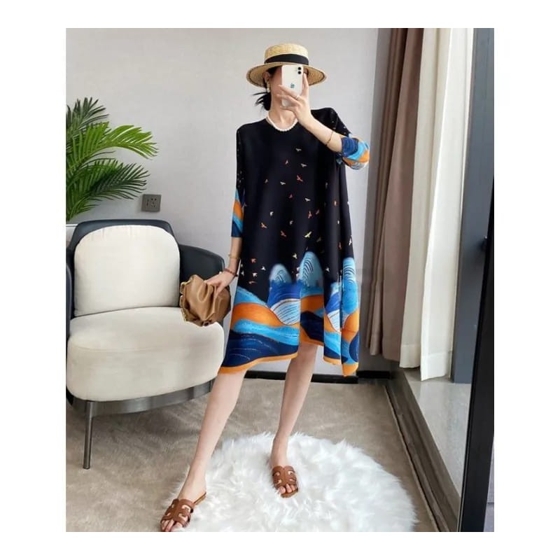Imported Summer Trendy Pleated A-Line Dress
