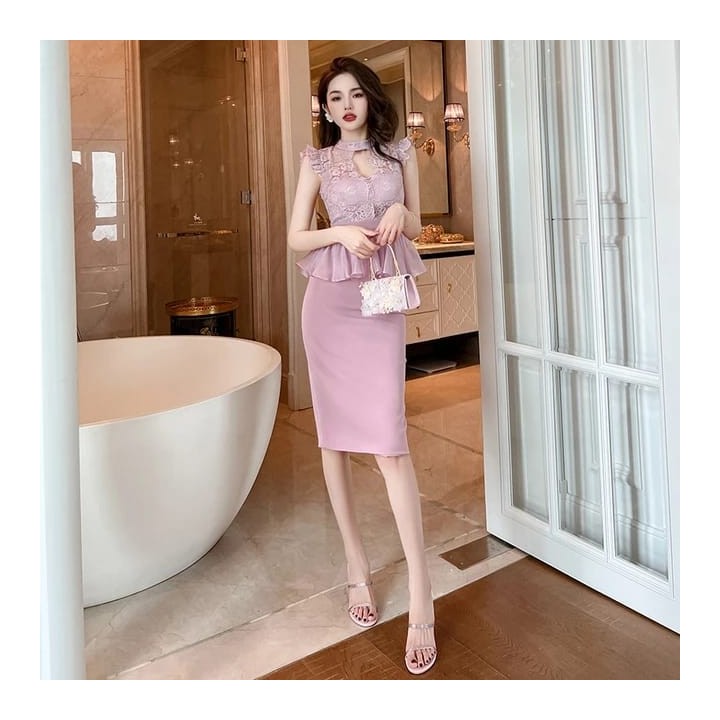 Western Couture Imported Elegant Casual Ruffled Party Wear Dress