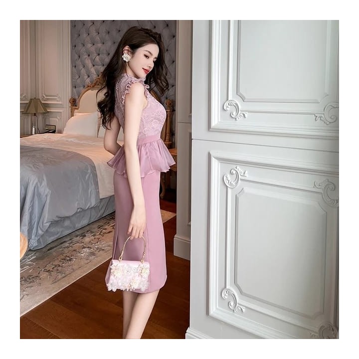 Western Couture Imported Elegant Casual Ruffled Party Wear Dress