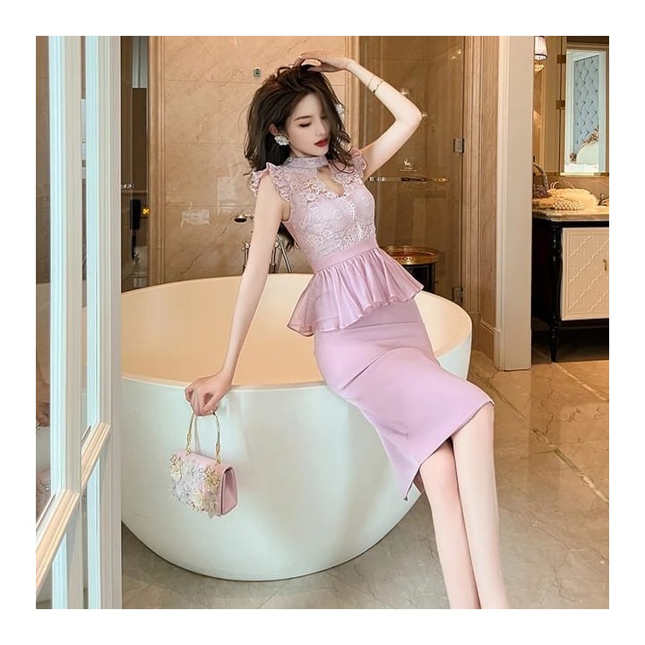 Western Couture Imported Elegant Casual Ruffled Party Wear Dress