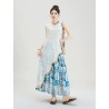 Western Couture – Imported Asymmetric Top & Flared Printed Blue Skirt (2 Pc Elegant Event Special Dress)