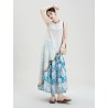 Western Couture – Imported Asymmetric Top & Flared Printed Blue Skirt (2 Pc Elegant Event Special Dress)
