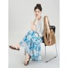Western Couture – Imported Asymmetric Top & Flared Printed Blue Skirt (2 Pc Elegant Event Special Dress)
