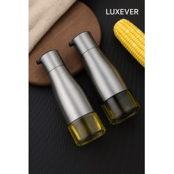 LUXEVER Premium Stainless Steel Oil Dispenser (Stainless Steel + Glass)