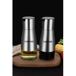 LUXEVER Premium Stainless Steel Oil Dispenser (Stainless Steel + Glass)