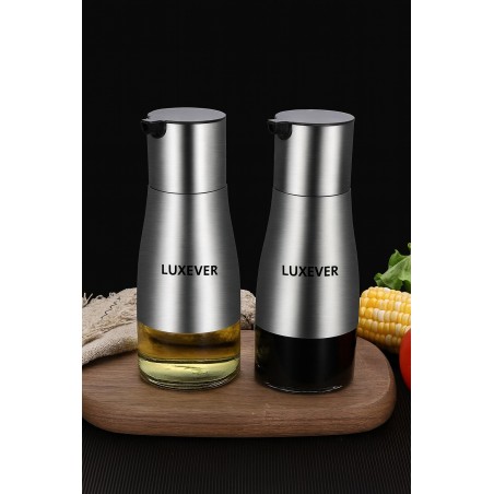 LUXEVER Premium Stainless Steel Oil Dispenser (Stainless Steel + Glass)