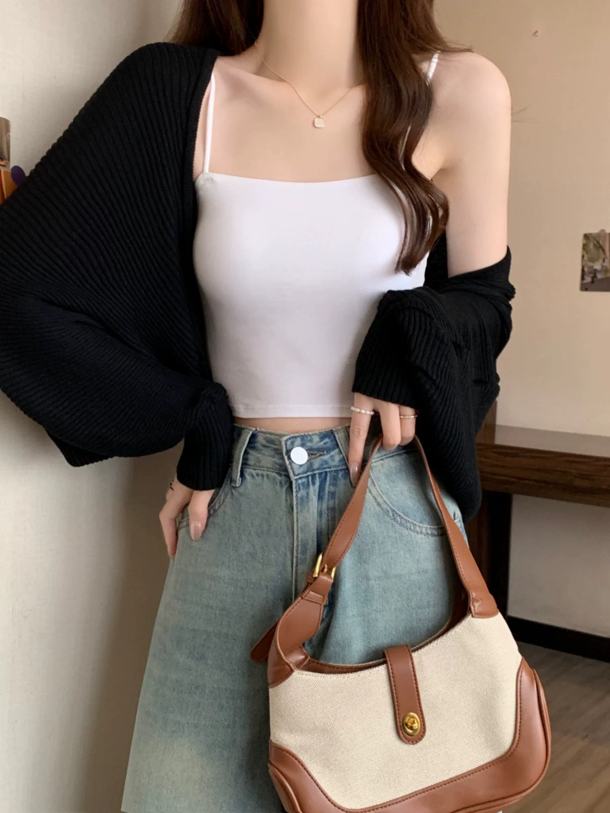 Western Couture Imported Knitted Hollow-Out Sleeve Shrug | Trendy Korean-Style Layering Top