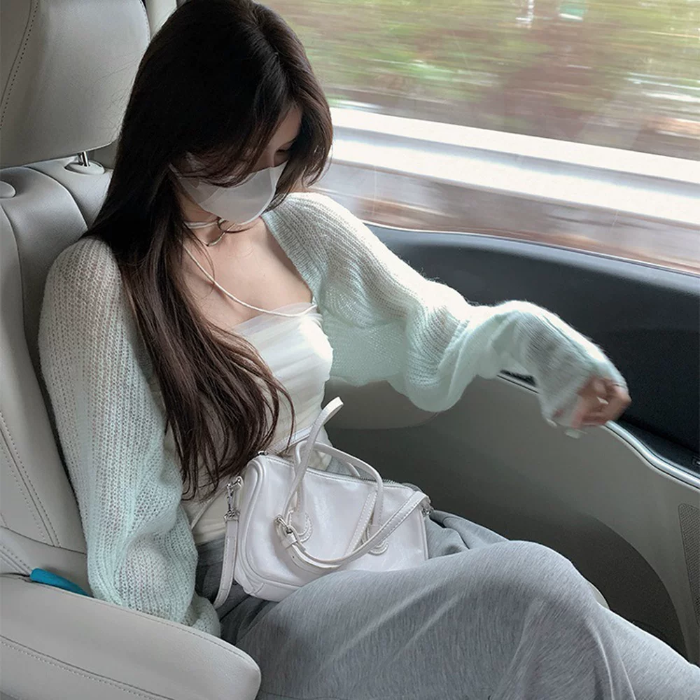 Western Couture Imported Knitted Hollow-Out Sleeve Shrug | Trendy Korean-Style Layering Top