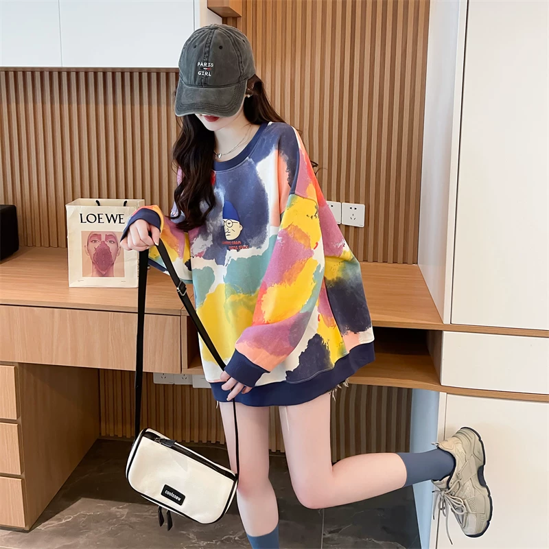 Full outfit view of multicolour full-sleeve winter T-shirt