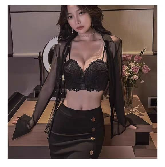 Western Couture Midnight Onyx Scalloped Lace Corset Bustier Bra