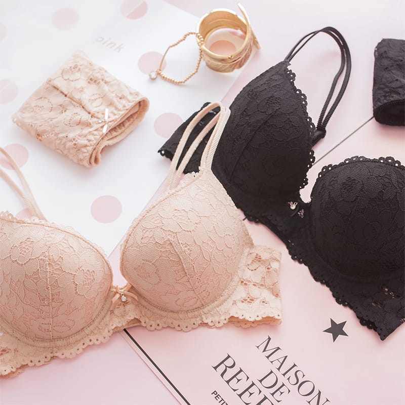 Western Couture Luxe French Floral Lace Push-Up Bra & Panty Set