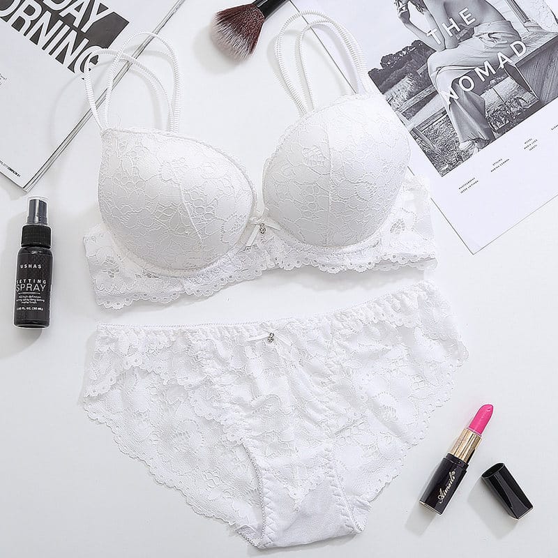 Western Couture Luxe French Floral Lace Push-Up Bra & Panty Set