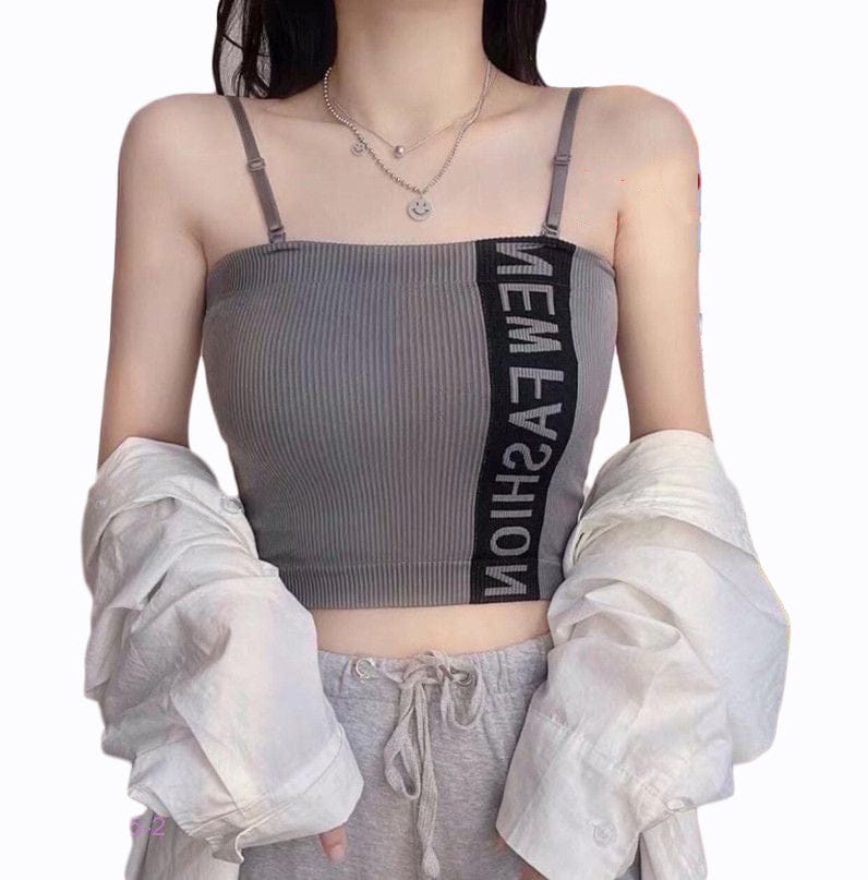 Western Couture Women's Knitted Padded Tube Top - Removable Straps Crop Tank Top