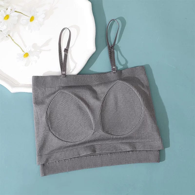 Western Couture Women's Knitted Padded Tube Top - Removable Straps Crop Tank Top
