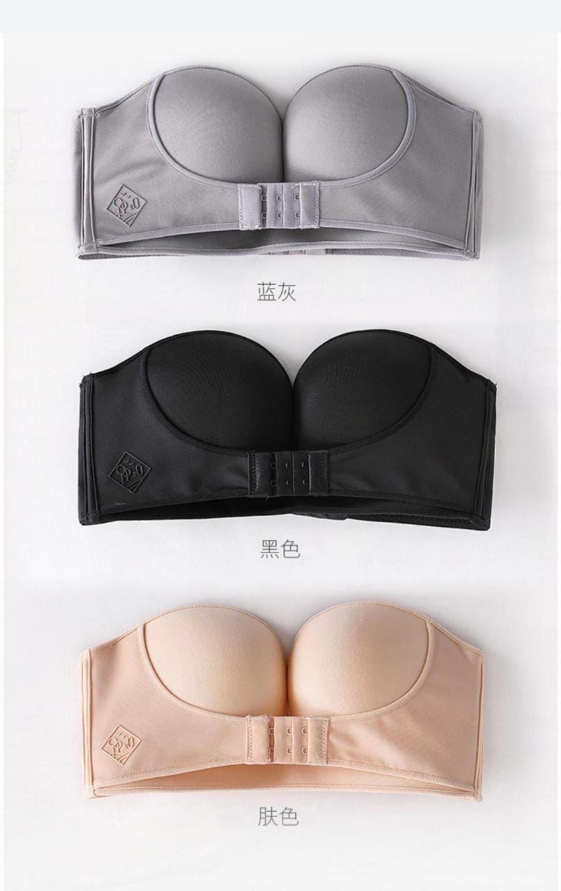 Western Couture Women's Seamless Strapless Bra - Front Buckle Push-Up Non-Slip Bra