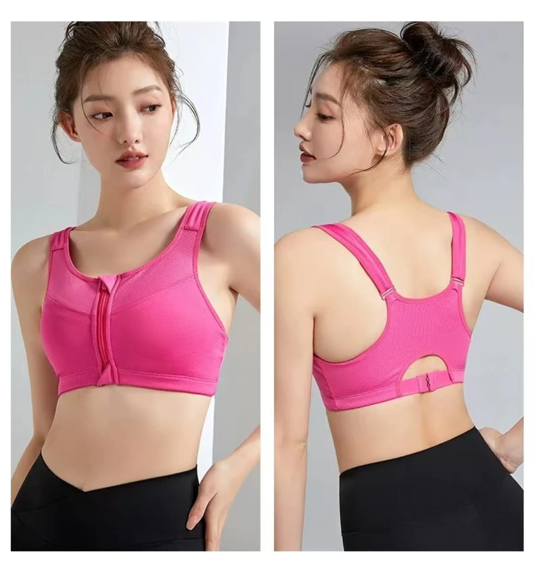 Western Couture Women's High-Impact Front-Zip Sports Bra - Padded Yoga Bralette