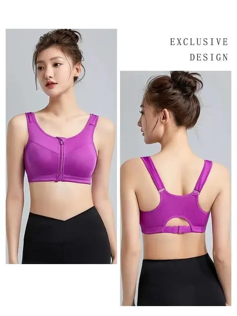 Western Couture Women's High-Impact Front-Zip Sports Bra - Padded Yoga Bralette