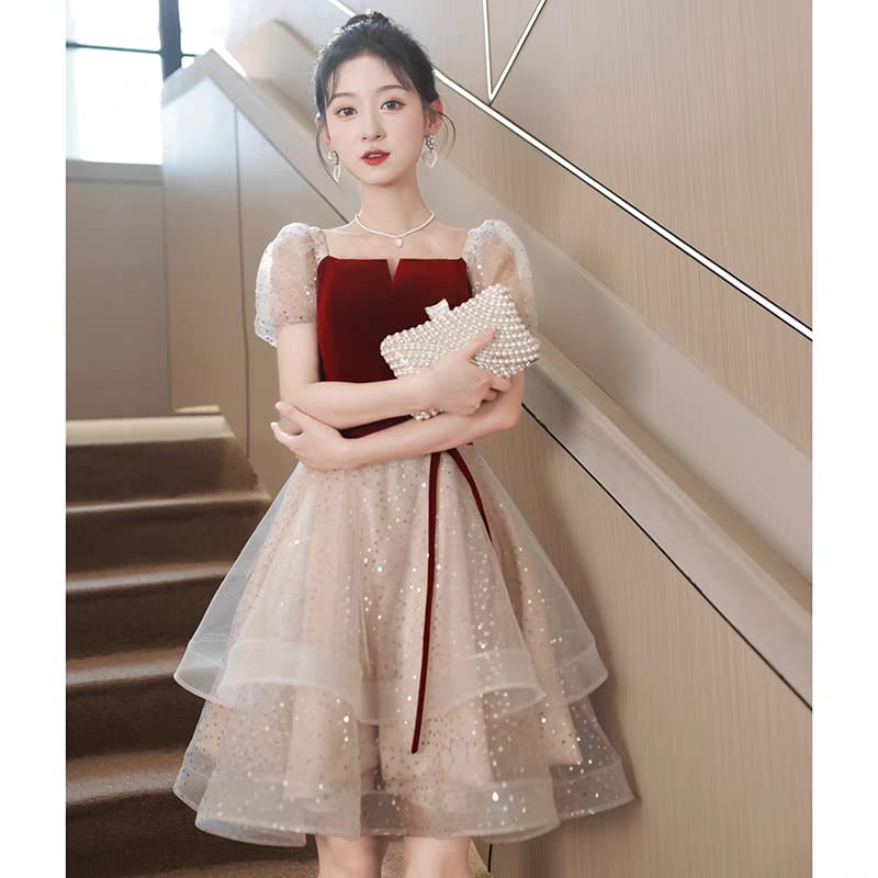 Western Couture Women's Velvet & Sequin Mesh Party Dress - Layered Cocktail Mini Dress