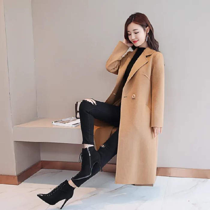 Western Couture Women's Heavy Structured Wool-Blend Trench Coat - Thick Winter Overcoat