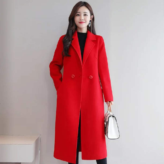 Western Couture Women's Heavy Structured Wool-Blend Trench Coat - Thick Winter Overcoat